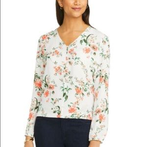 Ann Taylor V Neck Floral Blouse